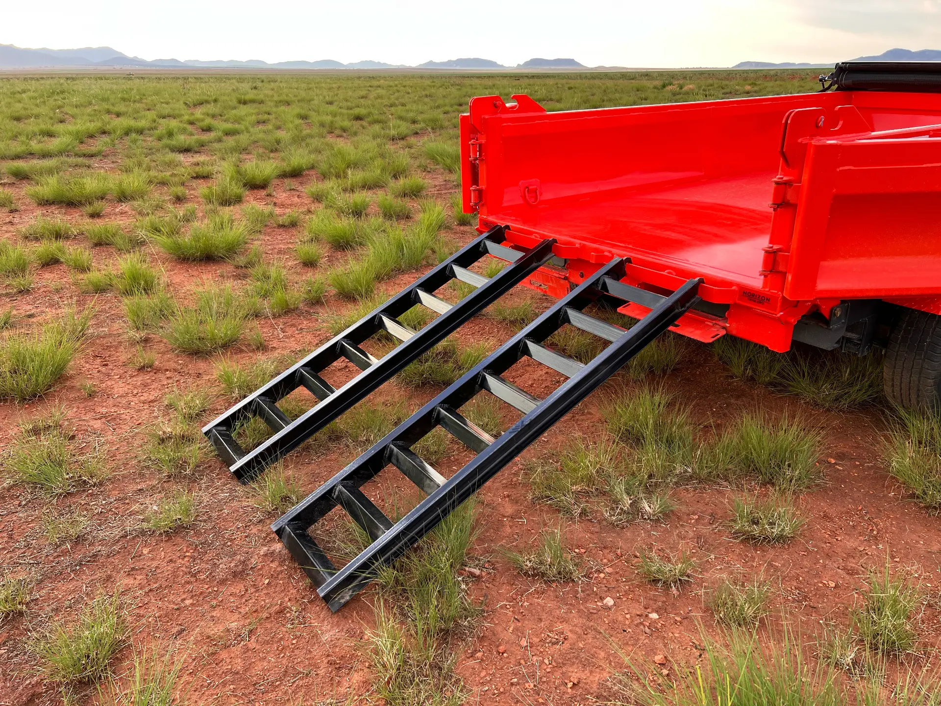 Side mounted Ramps on the small HZ5 Dump Trailer by Horizon